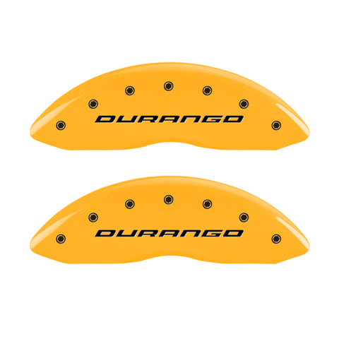 MGP 4 Caliper Covers Engraved Front & Rear Durango Yellow Finish Black Char 2007 Dodge Durango - 12043SDG1YL