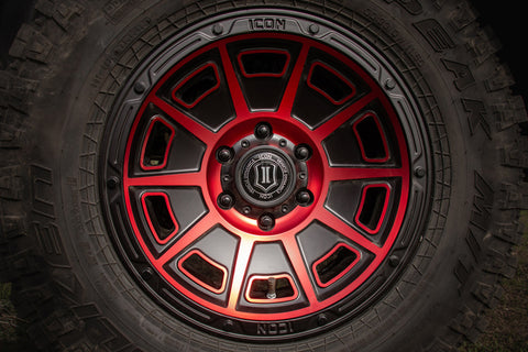 ICON Victory 17x8.5 5x4.5 0mm Offset 4.75in BS Satin Black w/Red Tint Wheel - 3017856547SBRT