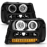 ANZO 2002-2009 Chevrolet Trailblazer Projector Headlights w/ Halo Black - 111127