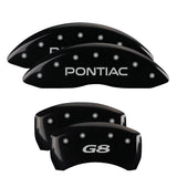 MGP 4 Caliper Covers Engraved Front Pontiac Engraved Rear G8 Black finish silver ch - 18011SPG8BK