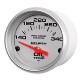 Autometer Marine Silver Ultra-Lite 2-1/16in Electric Oil Temperature Gauge 140-300 Deg F - 200764-33