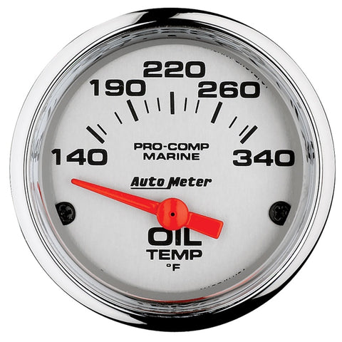 Autometer Marine Chrome Ultra-Lite 2-1/16in Electric Oil Temperature Gauge 140-300 Deg F - 200764-35