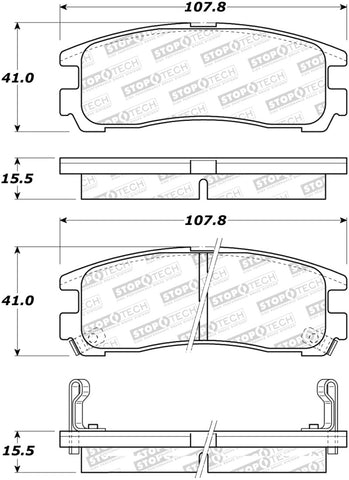 StopTech Sport Brake Pads w/Shims and Hardware - Rear - 309.03831