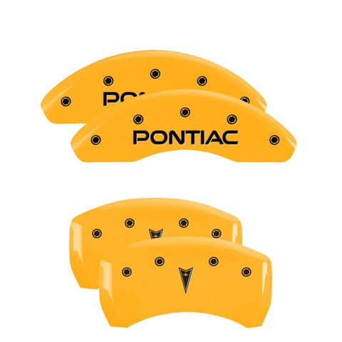 MGP 4 Caliper Covers Engraved Front Pontiac Rear Arrow Yellow Finish Black Char 2006 Pontiac G6 - 18025SPONYL