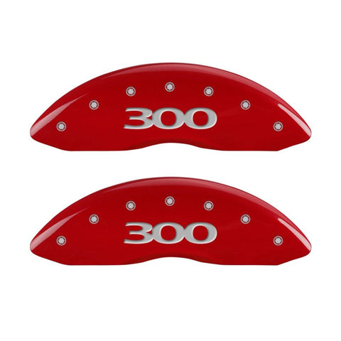 MGP 4 Caliper Covers Engraved Front & Rear 300 Red finish silver ch - 32004S300RD