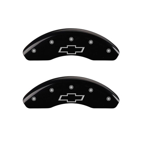 MGP Front set 2 Caliper Covers Engraved Front Bowtie Black finish silver ch - 14216FBOWBK