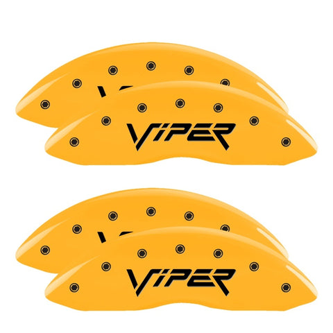 MGP 4 Caliper Covers Engraved Front & Rear Gen 2/Viper Yellow Finish Black Ch - 12203SVIPYL