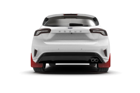 Rally Armor 19-22 Ford Focus ST MK4 (Hatch) Red UR Mud Flap w/ White Logo - MF77-UR-RD/WH