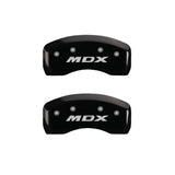 MGP 4 Caliper Covers Engraved Front Acura Engraved Rear MDX Black finish silver ch - 39013SMDXBK