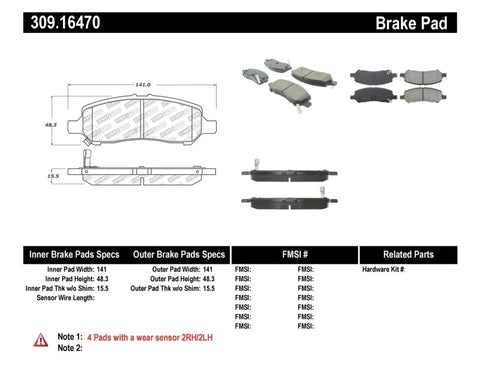 StopTech Performance Rear Brake Pads 13-14 Dodge Dart/Jeep Cherokee - 309.16470