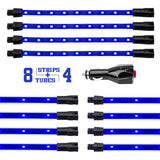 XK Glow Single Color XKGLOW UnderglowLED Accent Light Car/Truck Kit Blue - 8x24In Tube + 4x8In Strip - XK041005-B