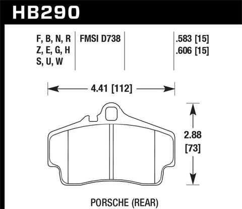 Hawk HPS Porsche Rear Brake Pads - HB290F.606