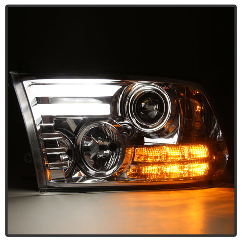 Spyder Dodge Ram 13-15 Projector Headlights Light Bar DRL Chrome PRO-YD-DR13-LBDRL-C - 5080905