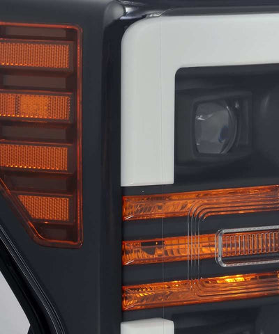 AlphaRex 17-19 Ford F-250 SD PRO-Series Proj Headlight Plnk Style Matte Blk w/Activ Light/Seq Signal - 880106