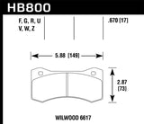 Hawk Willwood 6617 Caliper DTC-70 Race Brake Pads - HB800U.670