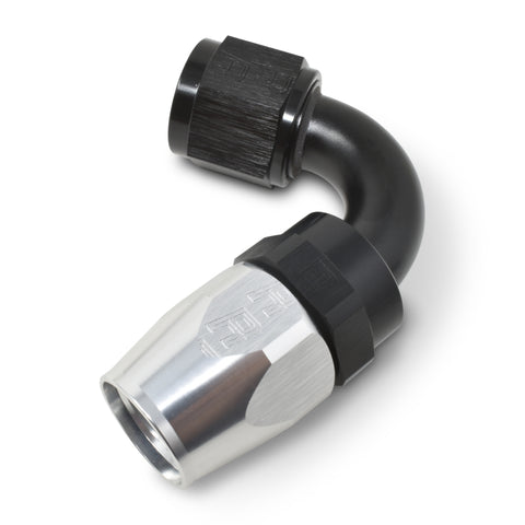 Russell Performance -12 AN Black/Silver 120 Degree Tight Radius Full Flow Swivel Hose End - 613433