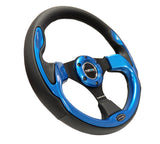 NRG Reinforced Steering Wheel (320mm) Blk w/Blue Trim - RST-001BL