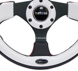 NRG Reinforced Steering Wheel (320mm) Blk w/White Trim & 4mm 3-Spoke - RST-001WT