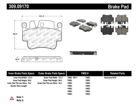 StopTech Performance 00-07 Porsche Boxster S / 06-07 Cayman / 99-05 911 Carrera Front Brake Pads - 309.09170