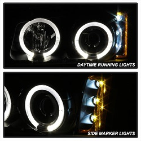 Spyder Chevy Silverado 1500 03-06 Projector LED Halo LED Amber Reflctr Blk PRO-YD-CS03-AM-BK - 5009456