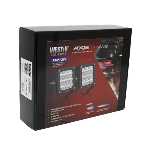 Westin Axis LED Auxiliary Light 4.5 inch x 4.5 inch Square Spot w/3W Osram (Set of 2) - Black - 09-12219A-PR