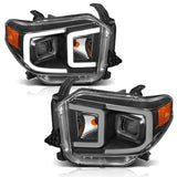 ANZO 14-17 Toyota Tundra Plank Style Projector Headlights Black w/ Amber - 111414