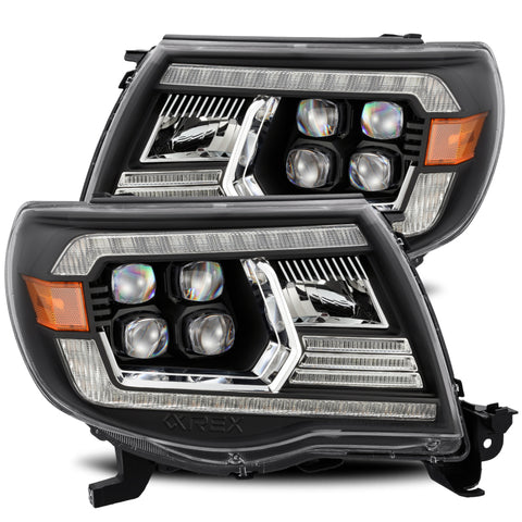 AlphaRex 05-11 Toyota Tacoma NOVA LED Projector Headlights Plank Style Alpha Black w/Activ Light/DRL - 880742