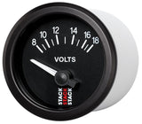 Autometer Stack Instruments 52mm 8-18V Electric Battery Voltage Gauge - Black - ST3216