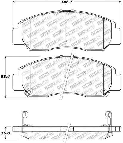 StopTech Street Touring 03-07 Honda Accord V6 A/T Front Brake Pads - 308.09590