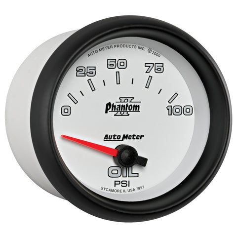 Autometer Phantom II 2 5/8in 0-100 PSI Short Sweep Electronic Oil Pressure Gauge - 7827