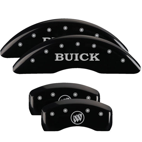 MGP 4 Caliper Covers Engraved Front Buick Engraved Rear Buick Shield Black finish silver ch - 49001SBSHBK