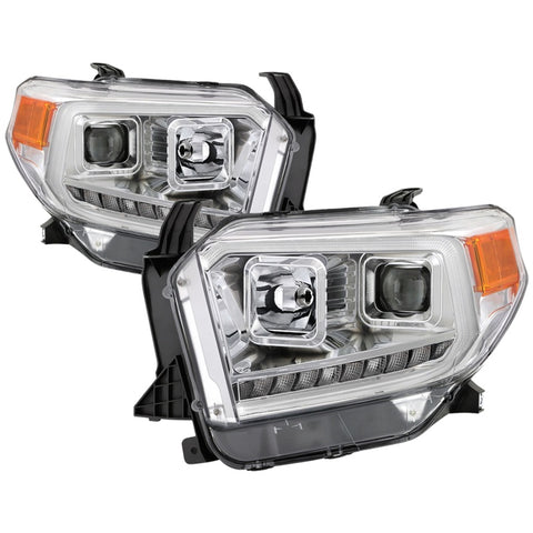 xTune 14-17 Toyota Tundra DRL LED Light Bar Projector Headlights - Chrome (PRO-JH-TTU14-LB-C) - 9043048