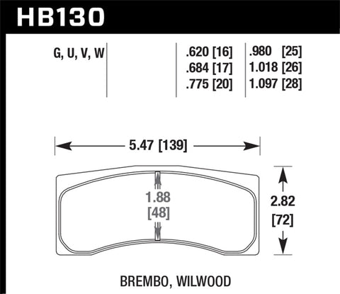 Hawk DTC-80 Brembo/Wilwood 25mm Race Brake Pads - HB130Q.980