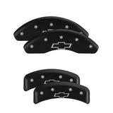 MGP 4 Caliper Covers Engraved Front & Rear Cursive/Charger Black finish silver ch - 12162SCHSBK