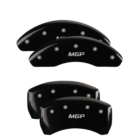 MGP 4 Caliper Covers Engraved Front & Rear MGP Black Finish Silver Char 2018 Hyundai Kona - 28189SMGPBK