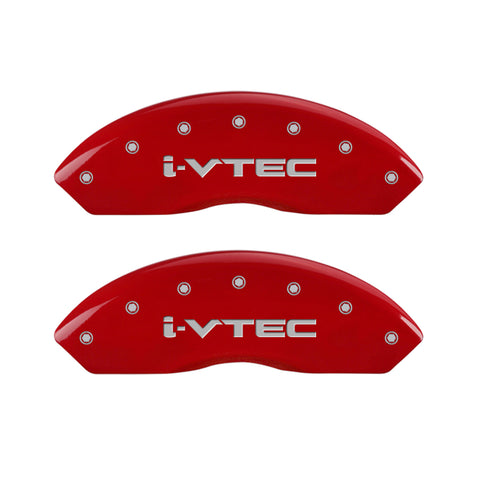 MGP 4 Caliper Covers Engraved Front & Rear i-Vtec Red finish silver ch - 39014SIVTRD