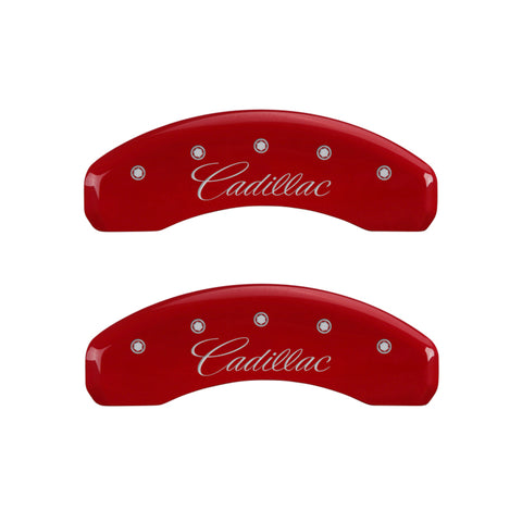 MGP 4 Caliper Covers Engraved Front & Rear Cursive/Cadillac Yellow finish black ch - 35015SCADYL