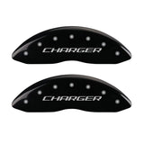 MGP 4 Caliper Covers Engraved Front Charger Rear RT Black Finish Silver Char 2016 Dodge Challenger - 12088SCHRBK