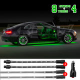 XK Glow Strip Single Color Underglow LED Accent Light Car/Truck Kit Green - 8x24In Tube + 4x8In - XK041005-G