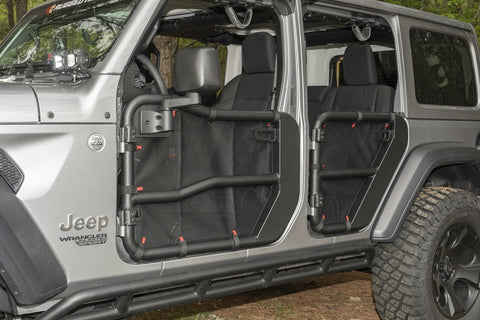 Rugged Ridge Fortis Tube Door Covers Rear Pair Black 18-20 Jeep Wrangler JLU - 13579.54