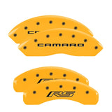 MGP 4 Caliper Covers Engraved Front Gen 5/Camaro Engraved Rear Gen 5/RS Yellow finish black ch - 14240SCR5YL