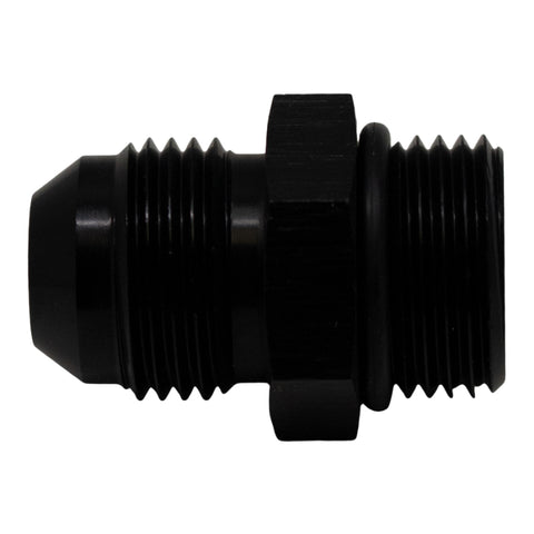 DeatschWerks 8AN ORB Male to 8AN Male Flare Adapter (Incl O-Ring) - Anodized Matte Black - 6-02-0402-B