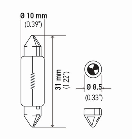 Hella Bulb 3175 12V 10W Sv858 T325 10X31(2) - DE3175TB