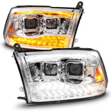 ANZO 09-18 Dodge Ram 1500/2500/3500 Proj HL Headlights Switchback + Sequential - Chrome Amber - 111612