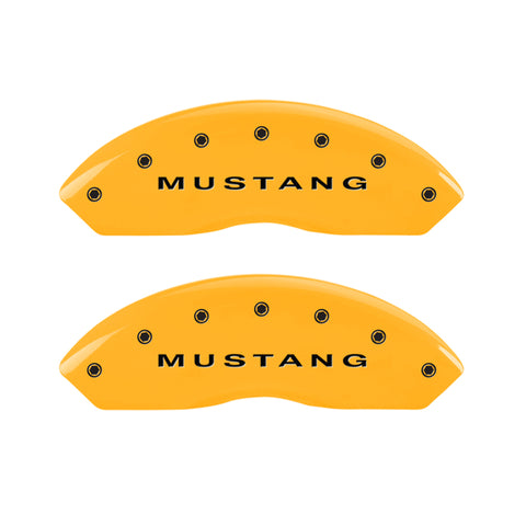 MGP 4 Caliper Covers Engraved Front Mustang Rear Bar & Pony Yellow Finish Blk Char 2006 Ford Mustang - 10197SMB1YL