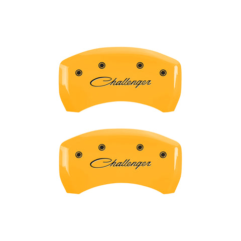 MGP 4 Caliper Covers Engraved F & R Cursive/Challenger Yellow Finish Black Char 2006 Dodge Charger - 12005SCLSYL