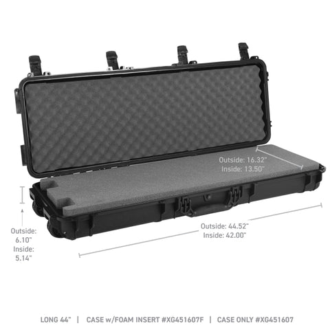 Go Rhino XVenture Gear Hard Case w/ Foam - Long 44in. / IP67 / Automatic Air Valve - Textured Black - XG451607F