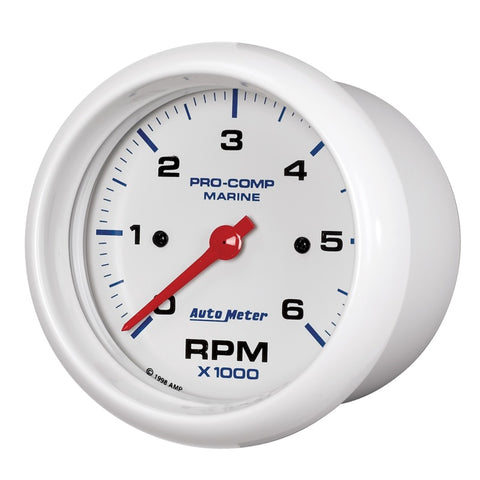 Autometer Marine White Ultra-Lite Gauge 3-3/8in Tachometer 6K RPM - 200752