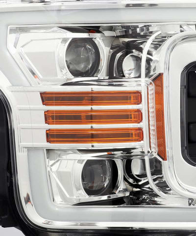 AlphaRex 18-19 Ford F-150 PRO-Series Projector Headlights Plank Style Chrm w/Activ Light/Seq Signal - 880187