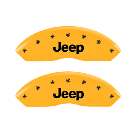 MGP 4 Caliper Covers Engraved Front JEEP Engraved Rear JEEP Grill logo Yellow finish black ch - 42007SJPLYL